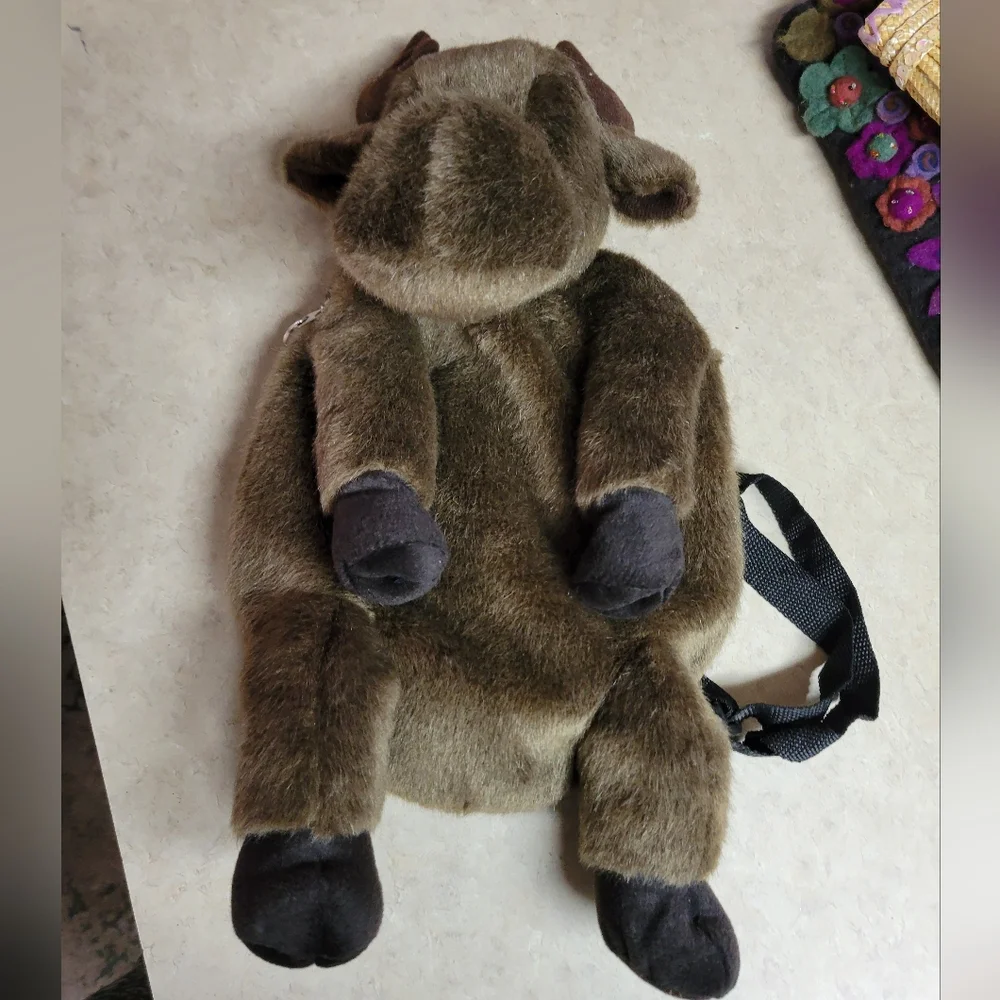 Vintage plush Childs moose backpack